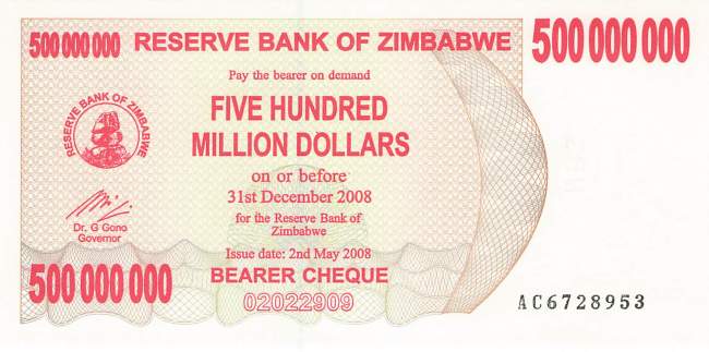 500 Million Dollars Zimbabwe p.60 2008
